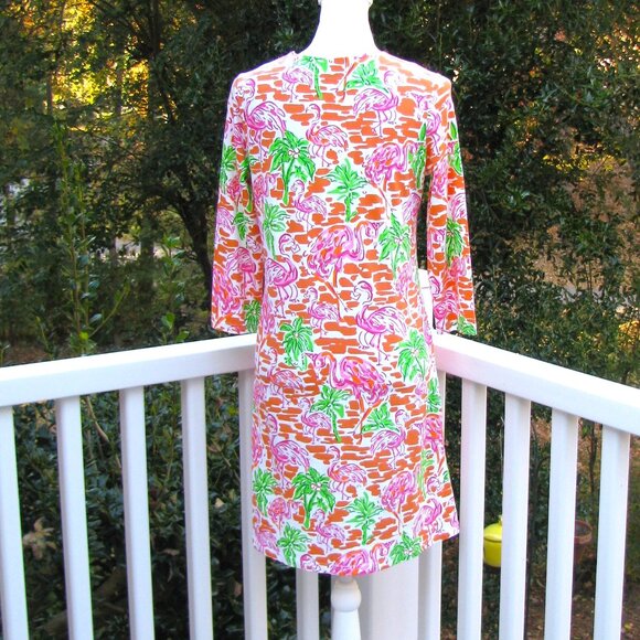Barbara Gerwit Vintage Flamingo v neck dress casual work office Medium - Picture 7 of 7